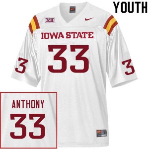 Youth Iowa State Cyclones Cale Anthony #33 White Stitch Jerseys 810440-246