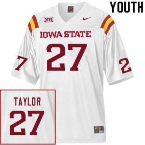 Youth Iowa State Cyclones Israel Taylor #27 Embroidery White Jerseys 990115-637