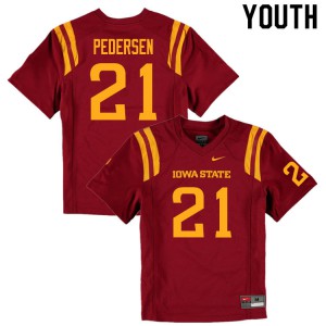 Youth Iowa State Cyclones Cole Pedersen #21 College Cardinal Jersey 247859-668