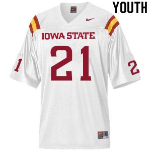 Youth Iowa State Cyclones Cole Pedersen #21 Embroidery White Jerseys 256055-871