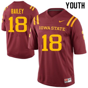 Youth Iowa State Cyclones Cordarrius Bailey #18 Embroidery Cardinal Jerseys 173005-565