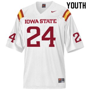 Youth Iowa State Cyclones D.J. Miller #24 NCAA White Jersey 758060-794