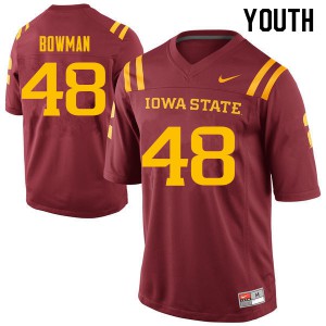 Youth Iowa State Cyclones Jason Bowman #48 Football Cardinal Jersey 868416-547