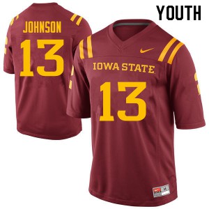 Youth Iowa State Cyclones Josh Johnson #13 Official Cardinal Jersey 471387-718