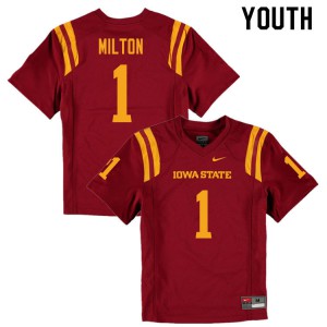 Youth Iowa State Cyclones Tarique Milton #1 Cardinal Official Jersey 108876-539